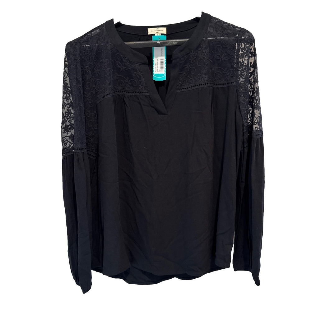 STITCH FIX  MASON & BELLE Tunic Top Crochet Lace Goth Embroided Black Size S NWT